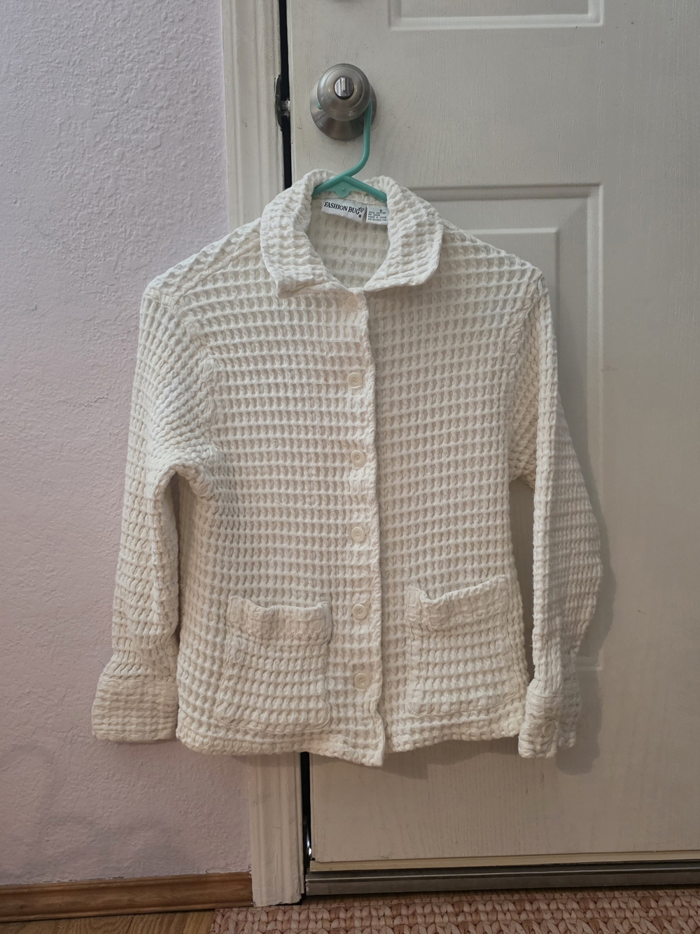 Fashion Bug Small Cream Waffle Knit Button-Up Cardigan